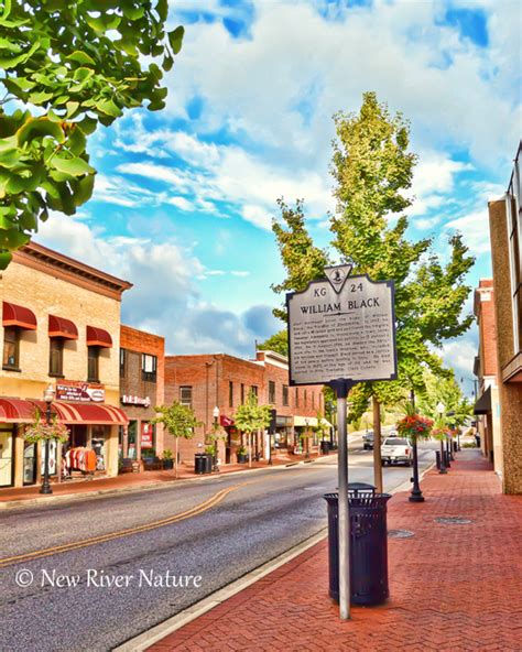 Downtown Blacksburg With Historical Marker Blacksburg Blacksburg