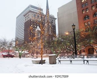 Downtown Cleveland Ohio During Winter Stock Photo 92917009 Shutterstock