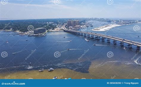 Downtown Destin Florida With Destin Bridge Or William T Marler Bridge