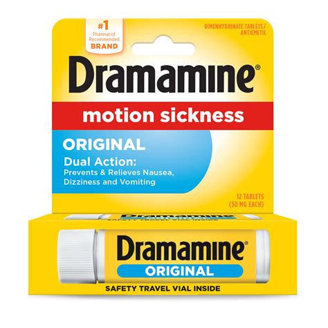 Dramamine Motion Sickness Original Travel Vial 12 Ct