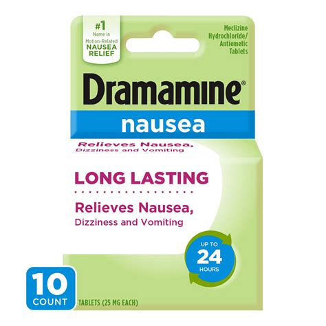 Dramamine Nausea Long Lasting Nausea Relief 10 Count Walmart Com