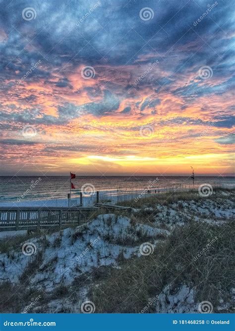 Dramatic Sunset At Destin Florida S Henderson Beach State Park Stock