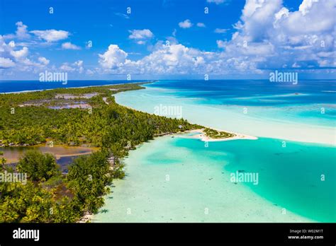 Drone Image Of Fakarava Atoll Island Motu And In French Polynesia Tahiti Stock Photo Image Of