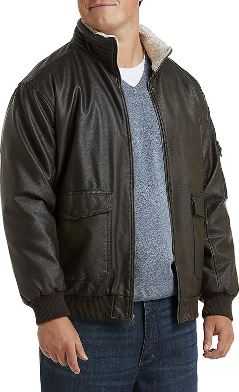 Dxl Synrgy Big And Tall Faux Leather Aviator Jacket Brown At Amazon Men S Clothing Store