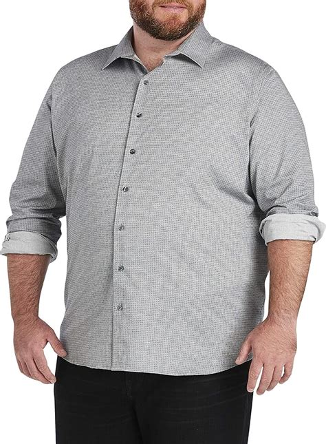 Dxl Synrgy Big And Tall Grid Print Sport Shirt Grey At Amazon Men S