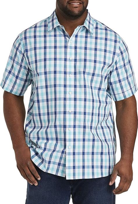 Dxl Synrgy Big And Tall Sketchy Check Sport Shirt Blue Atoll At Amazon