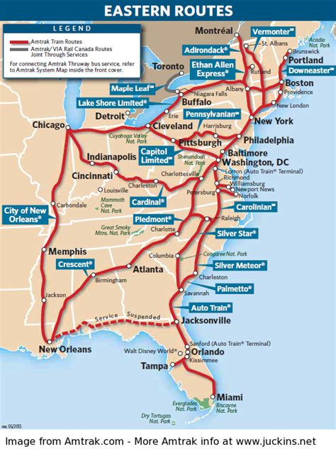 East Coast Amtrak Train Routes Map