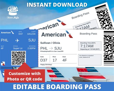 Editable California Boarding Pass Printable Surprise Airline Ticket Trip Gift Airplane Flight