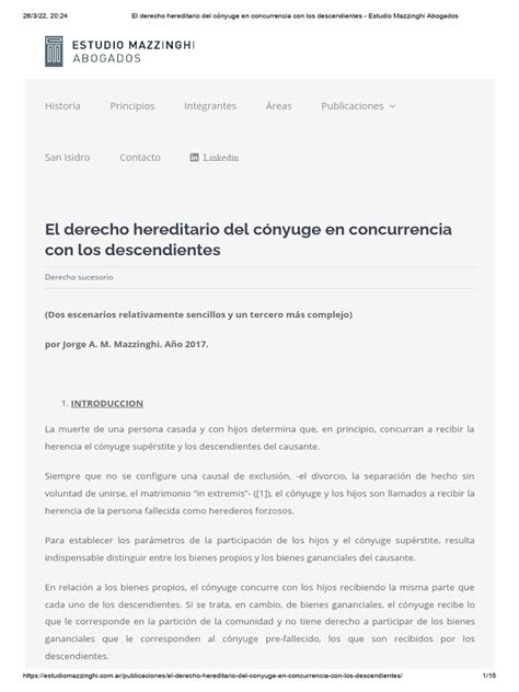 El Derecho Hereditario Del C Nyuge En Concurrencia Con Los