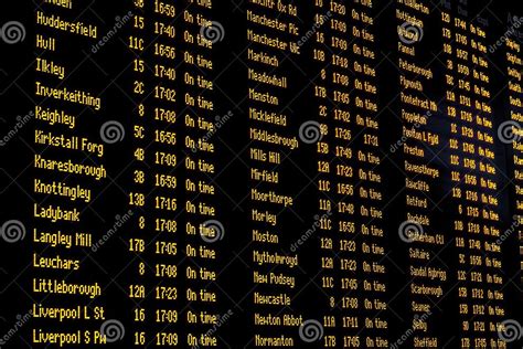 Electronic Train Station Destination Board Editorial Stock Photo