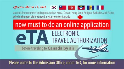 Electronic Travel Authorization Eta Required For Travel To Canada As