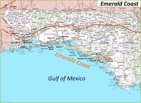 Emerald Coast Florida Map Map Of California Coast Cities