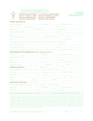 Emerald Coast Urgent Care Patient Information Fill And Sign Printable