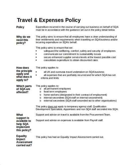 Employee Travel Policy Template Pdfsimpli