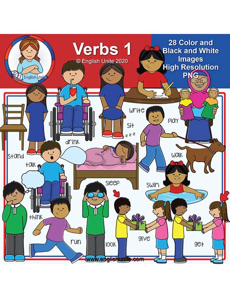 English Unite Category Verbs Clip Art Page 10