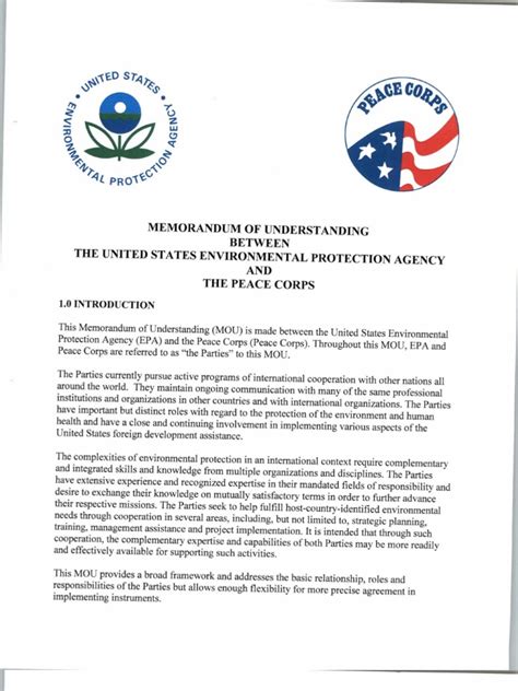 Environmental Protection Agency And Peace Corps Sign Memorandum Of