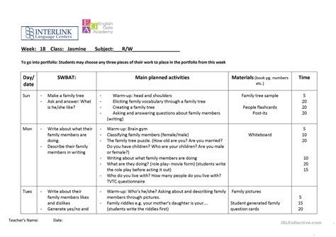 Esl Lesson Plan For Intermediate Students