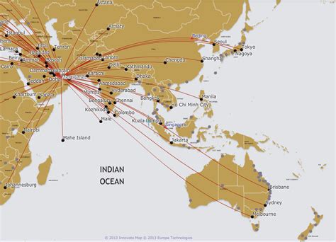 Etihad Airways Route Map Asia And Australia