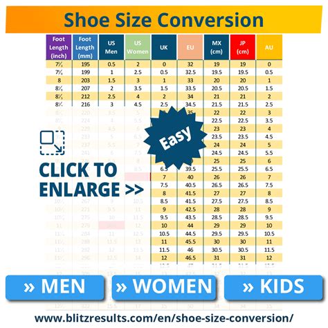 European To Uk Shoe Size Conversion Chart