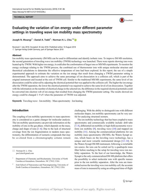 Evaluating The Variation Of Ion Energy Under Different Parameter