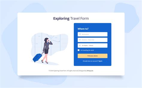 Exploring Travel Form Web Element Travel Agency Website Website