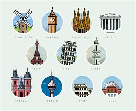 Famous Landmarks On Behance City Icon Famous Landmarks Illustration