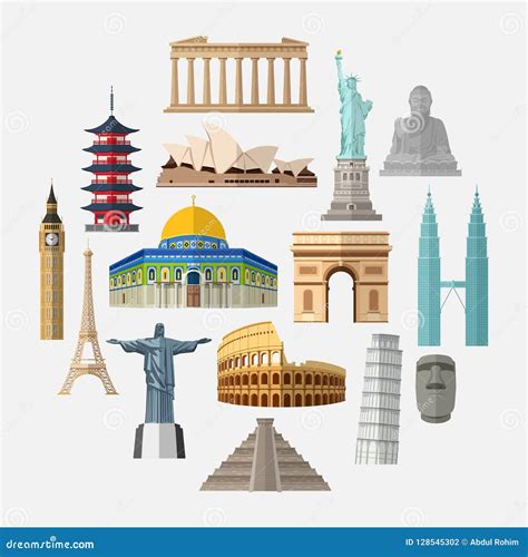 Famous Landmarks Set Editorial Stock Image Illustration Of Bridge