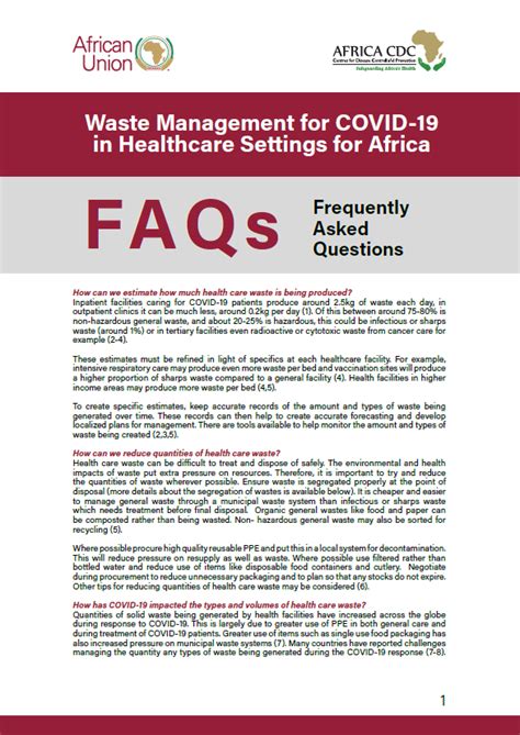 Faqs Waste Management For Covid 19 In Healthcare Settings For Africa Africa Cdc