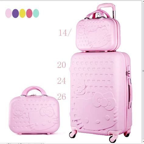 Fashion Hello Kitty Suitcase Set Travel Bag Set Spinner Rolling Luggage