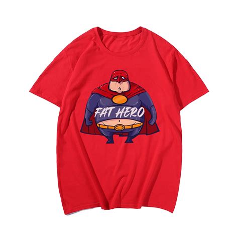 Fat Hero T Shirt For Men Oversize Plus Size Big Tall Man Clothing