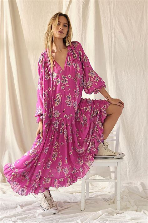 Feeling Groovy Maxi Foil Dress Free People