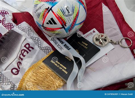 Fifa World Cup Qatar Match Ball With Boarding Pass Editorial Image