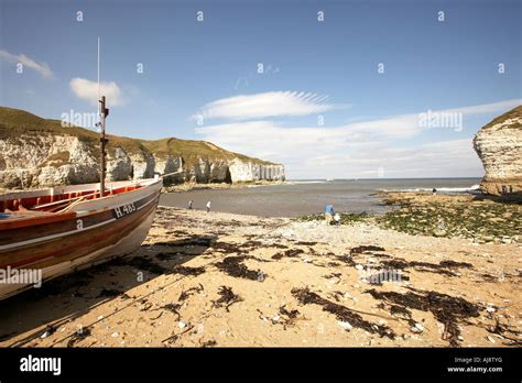 Fishing Boat At North Landings Bay Flamborough Head East Yorkshire Uk