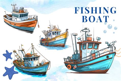 Fishing Boat Clipart Illustration Png Graphic By Sistadesign29 Creative Fabrica