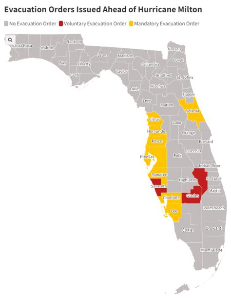 Florida Evacuation Map Update As Hurricane Milton Explodes In Strength