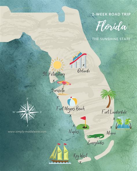 Florida Road Trip Map Amp Itinerary Floridatraveltipskids Road Trip Map Trip Road Trip Fun