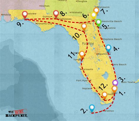 Florida Road Trip Map Itinerary Floridatraveltipskids Road Trip