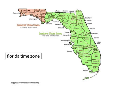 Florida Time Zone Map With Cities Map