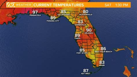 Florida Weather Map With Temperatures Printable Maps