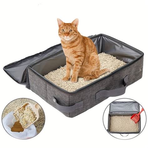 Foldable Waterproof Portable Cat Litter Box Travel Temu