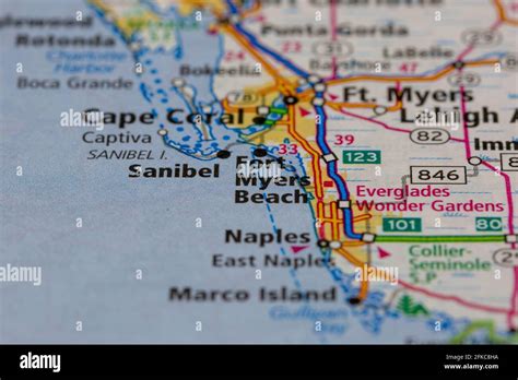 Fort Myers Beach Florida Usa Shown On A Geography Map Or Road Map Stock