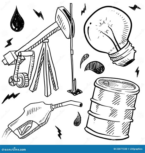 Fossil Fuels Objects Sketch Royalty Free Stock Photos Image 23077338