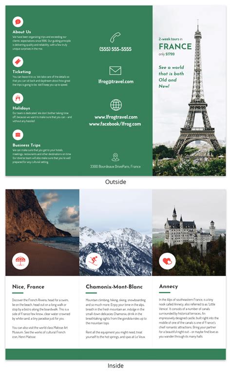 France Tri Fold Travel Brochure Template Venngage