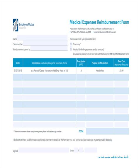 Free 11 Medical Expense Forms In Pdf Ms Word