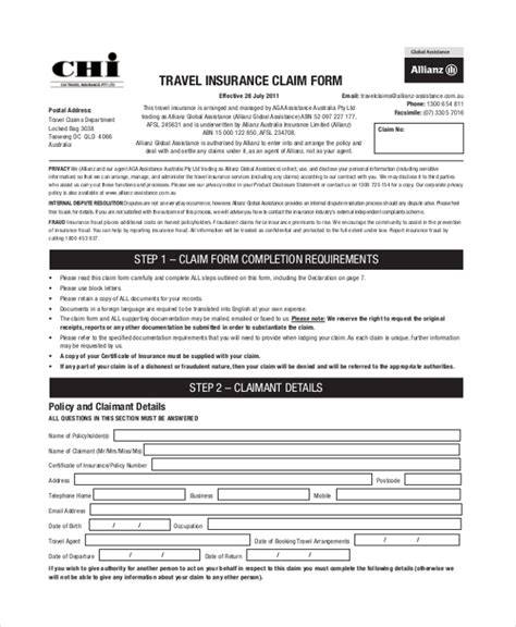 Free 11 Sample Travel Claim Forms In Pdf Ms Word Excel