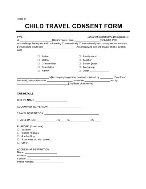 Free 5 Sample Child Travel Consent Forms In Pdf