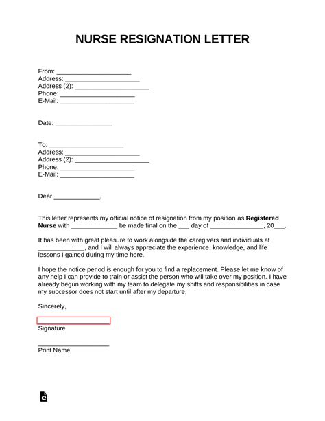 Free Nurse Rn Resignation Letter Template With Samples Pdf Word