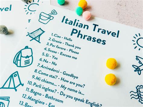 Free Printable Italian Travel Phrases For Kids Mini Travellers