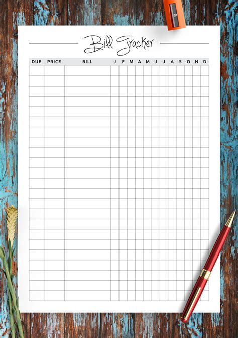 Free Printable Monthly Bill Tracker