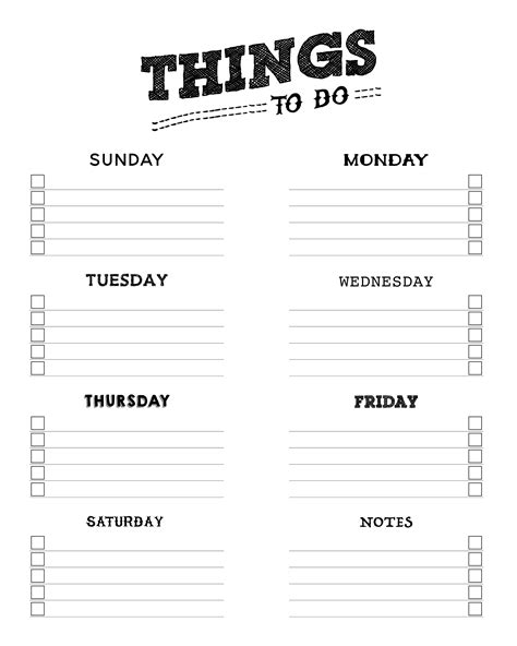 Free Printable Things To Do List